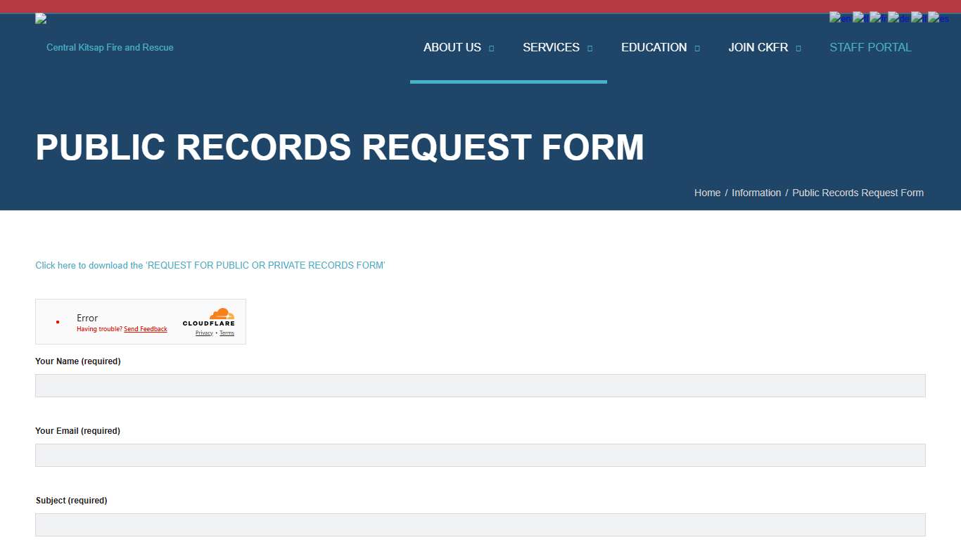 Public Records Request Form – Central Kitsap Fire and Rescue